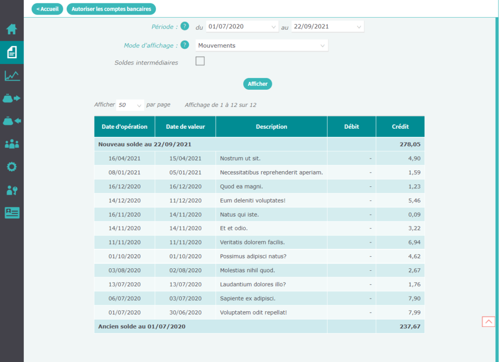 Capture relevés de comptes